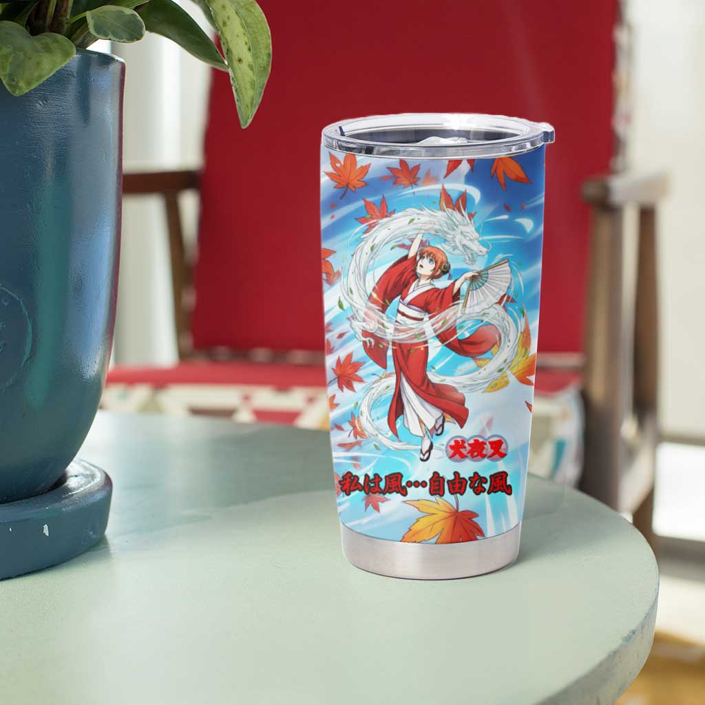 Kagura Inuyasha Series Tumbler Cup Wind Spirit Anime Style with Autumn Maple Leaves