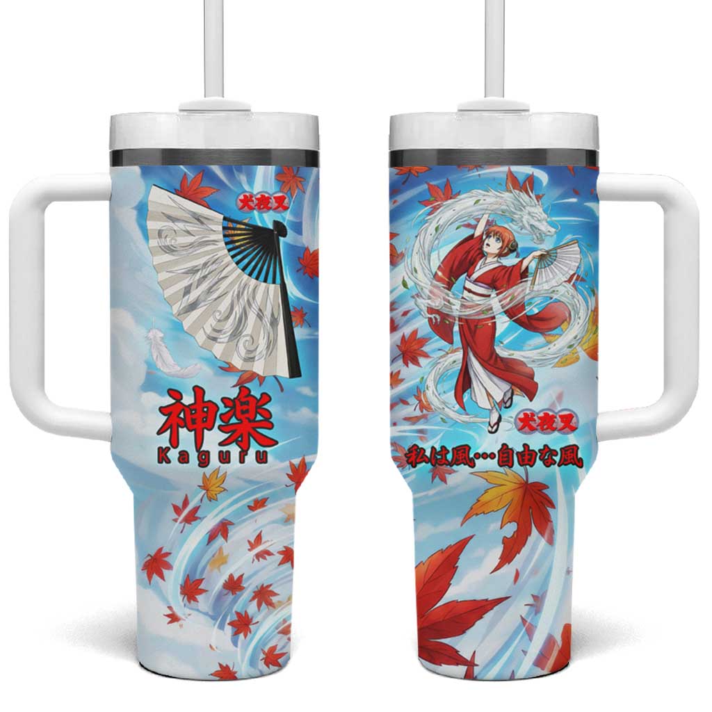 Kagura Inuyasha Series Tumbler With Handle Wind Spirit Anime Style with Autumn Maple Leaves