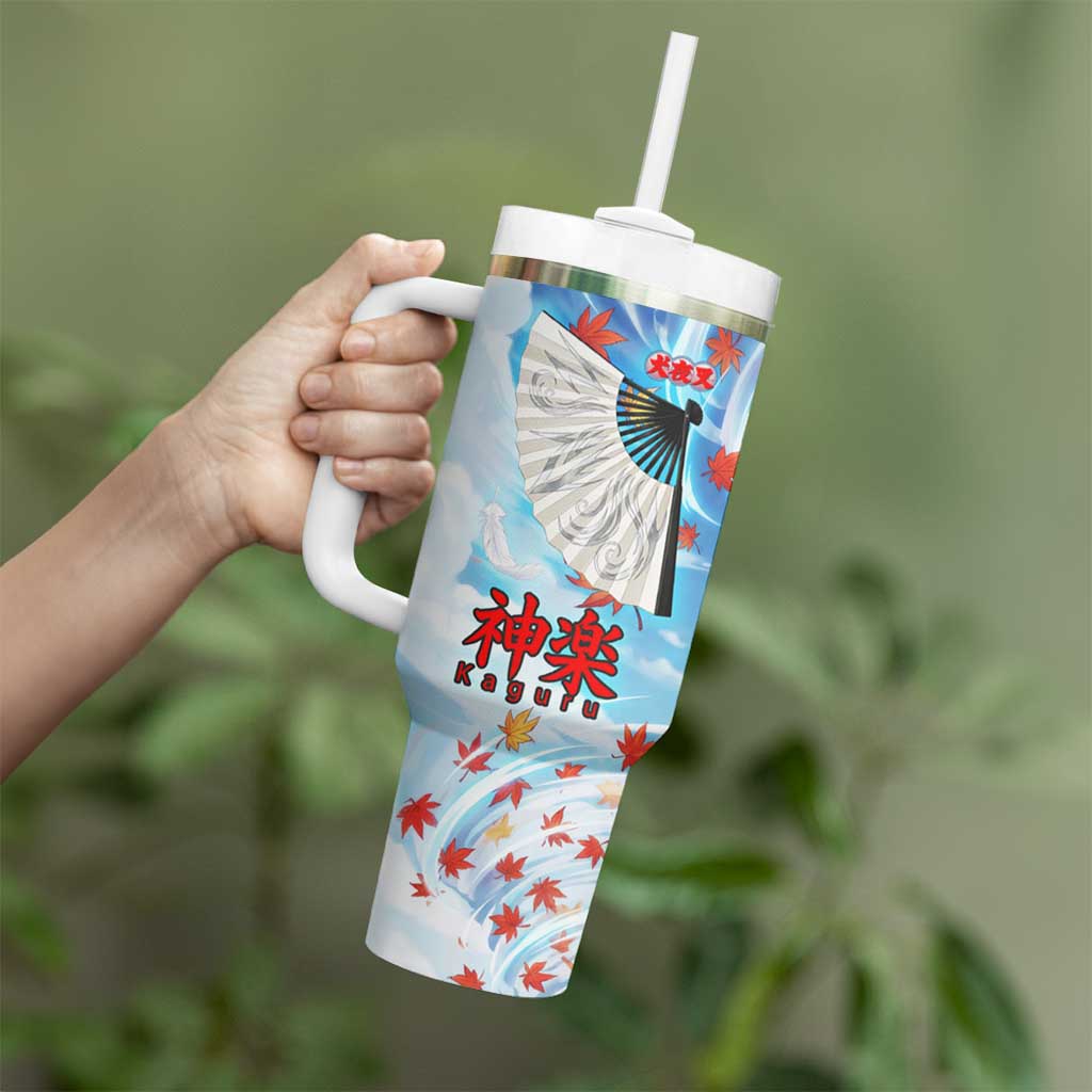 Kagura Inuyasha Series Tumbler With Handle Wind Spirit Anime Style with Autumn Maple Leaves