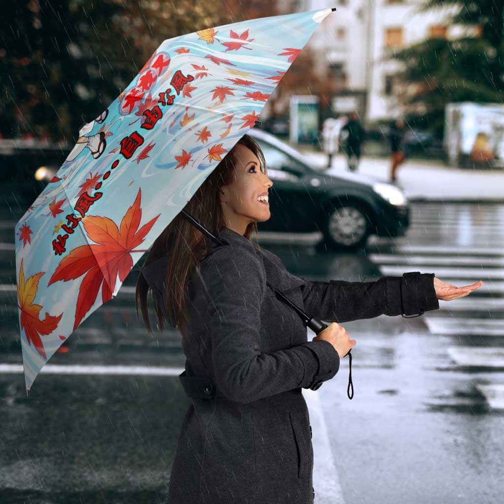 Kagura Inuyasha Series Umbrella Wind Spirit Anime Style with Autumn Maple Leaves