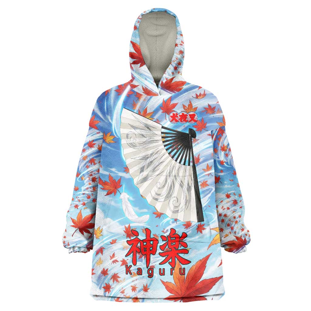 Kagura Inuyasha Series Wearable Blanket Hoodie Wind Spirit Anime Style with Autumn Maple Leaves