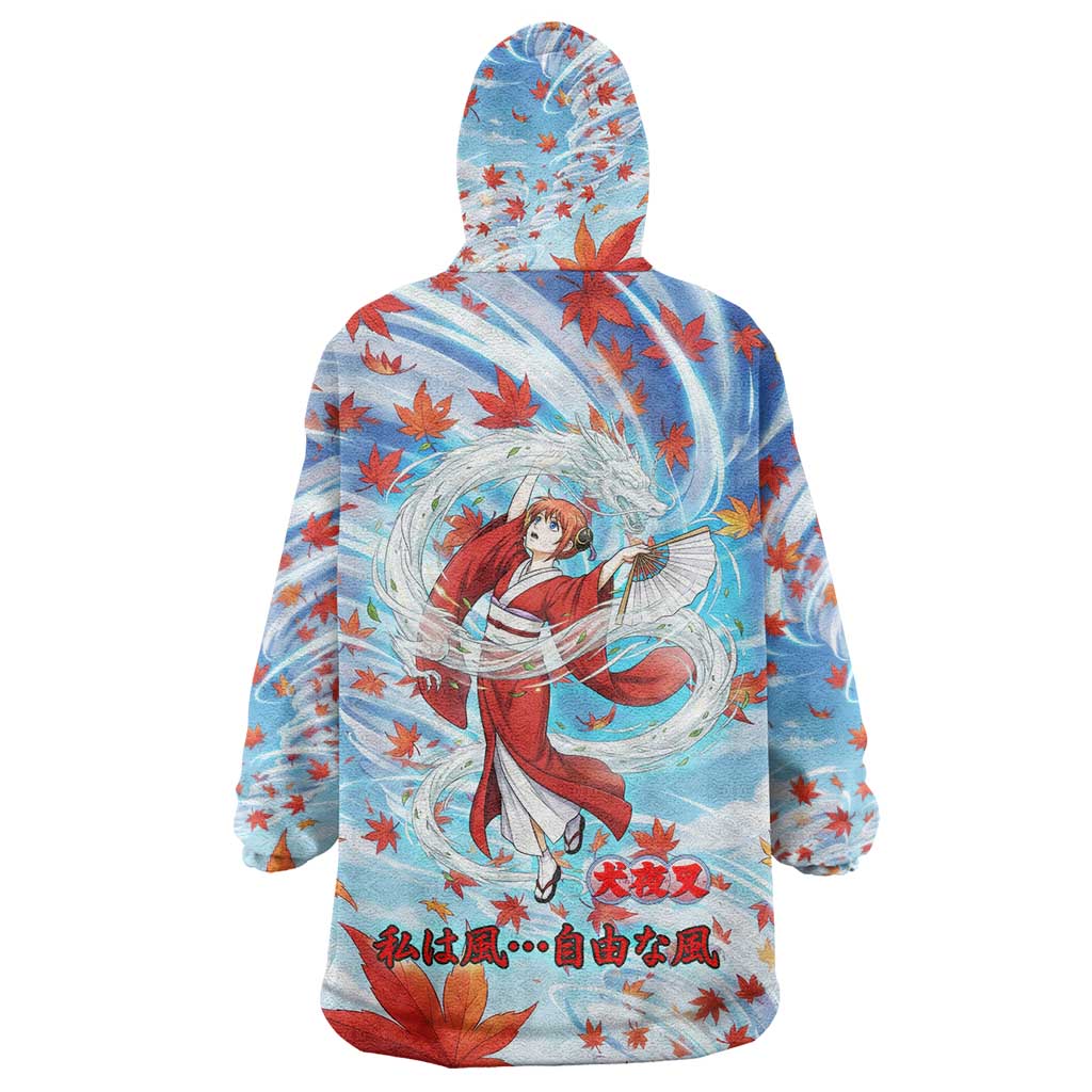 Kagura Inuyasha Series Wearable Blanket Hoodie Wind Spirit Anime Style with Autumn Maple Leaves