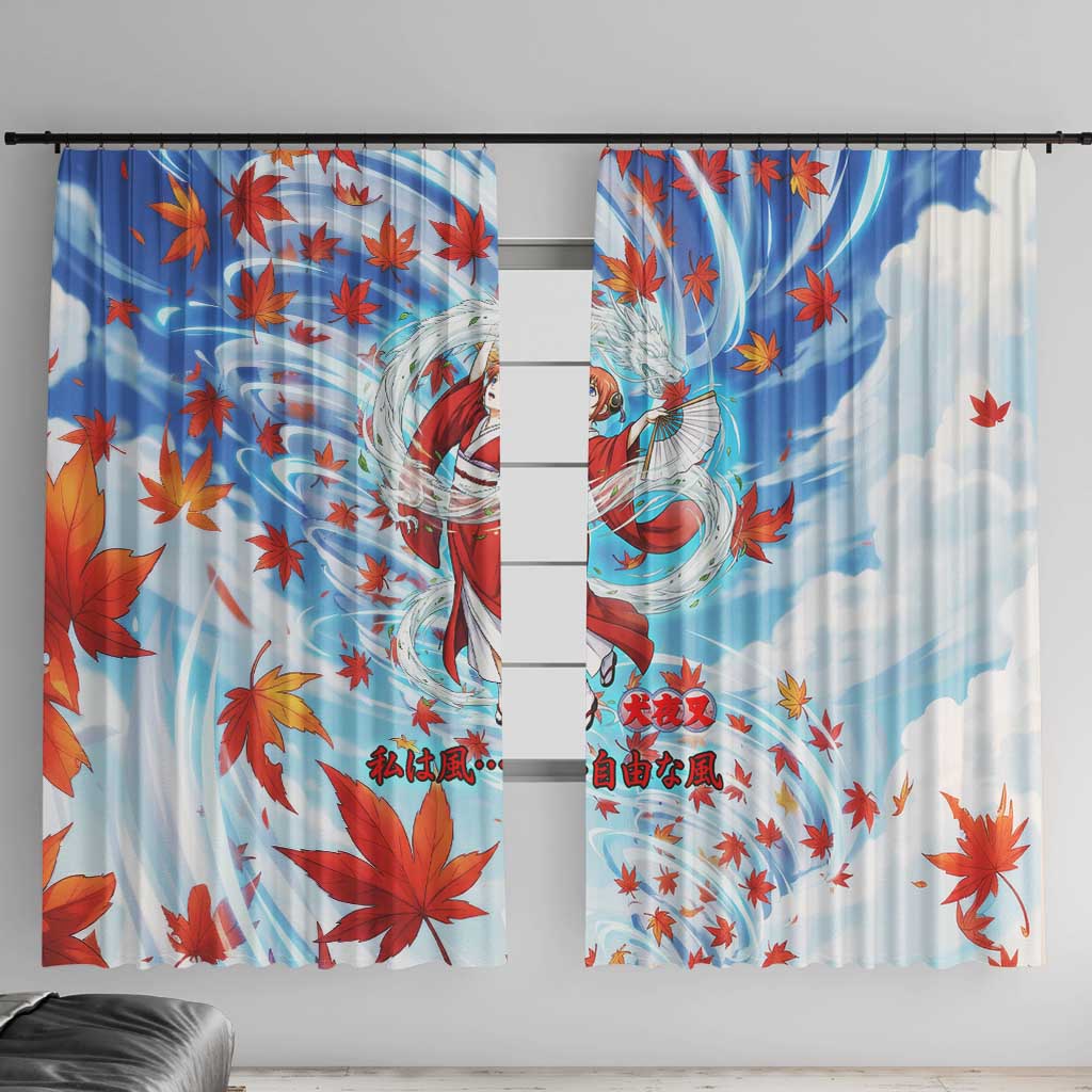 Kagura Inuyasha Series Window Curtain Wind Spirit Anime Style with Autumn Maple Leaves