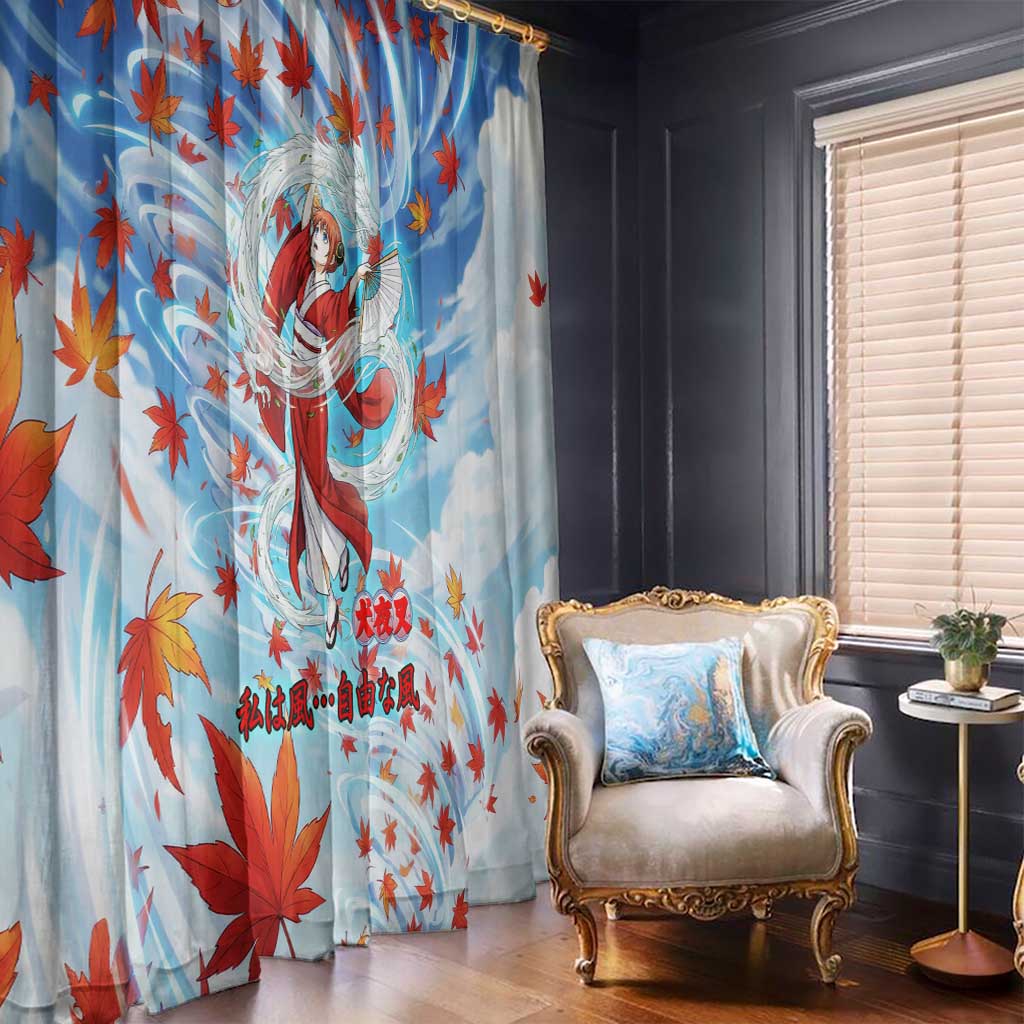 Kagura Inuyasha Series Window Curtain Wind Spirit Anime Style with Autumn Maple Leaves
