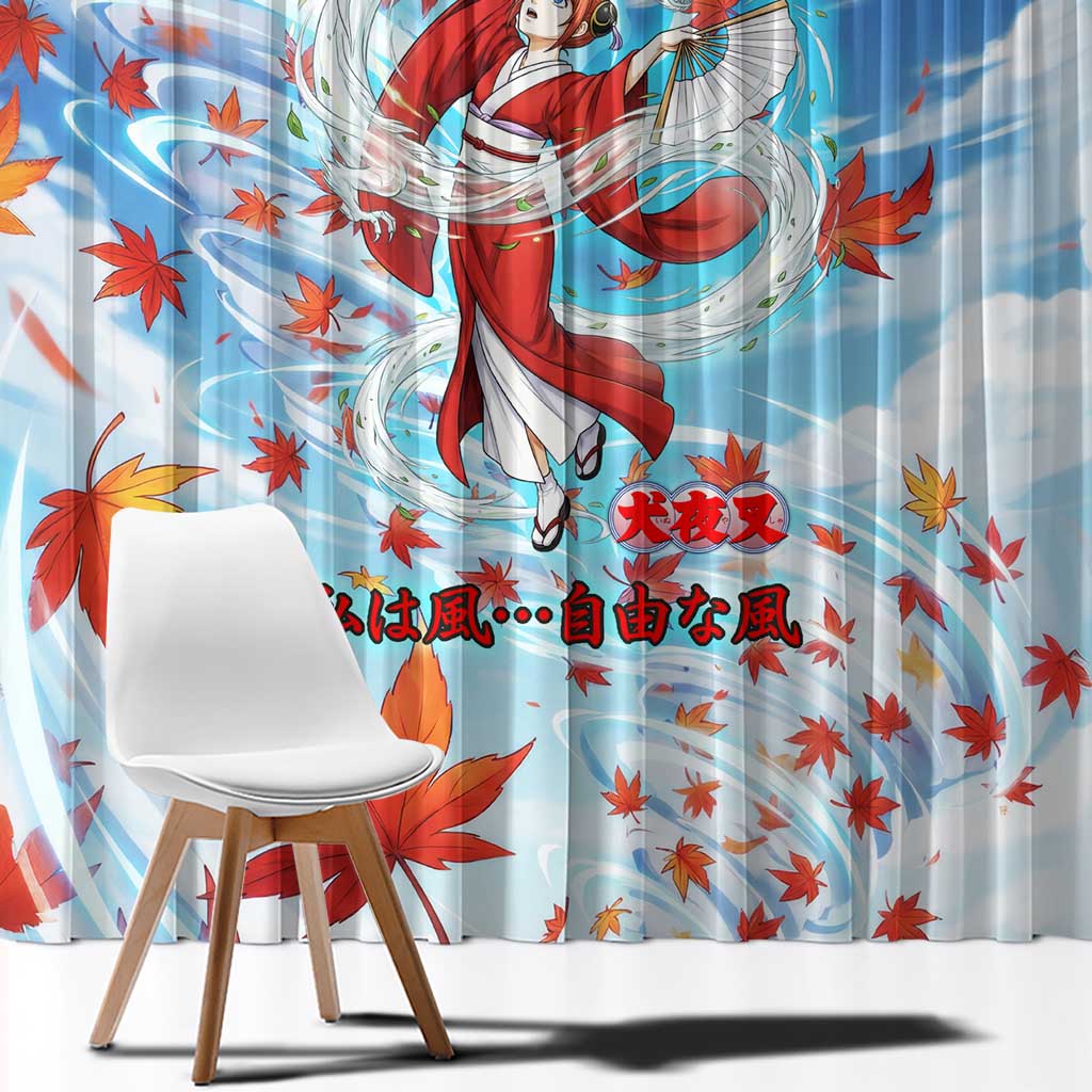 Kagura Inuyasha Series Window Curtain Wind Spirit Anime Style with Autumn Maple Leaves