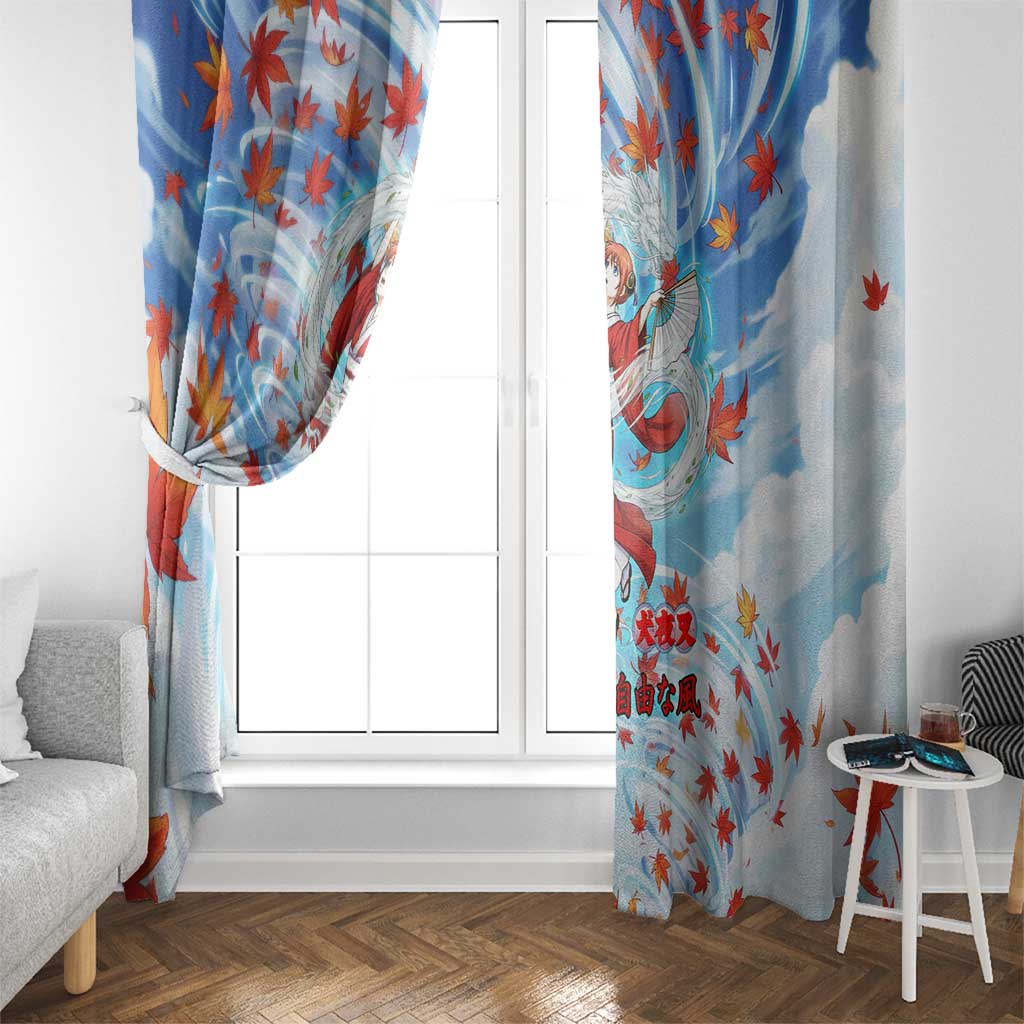 Kagura Inuyasha Series Window Curtain Wind Spirit Anime Style with Autumn Maple Leaves