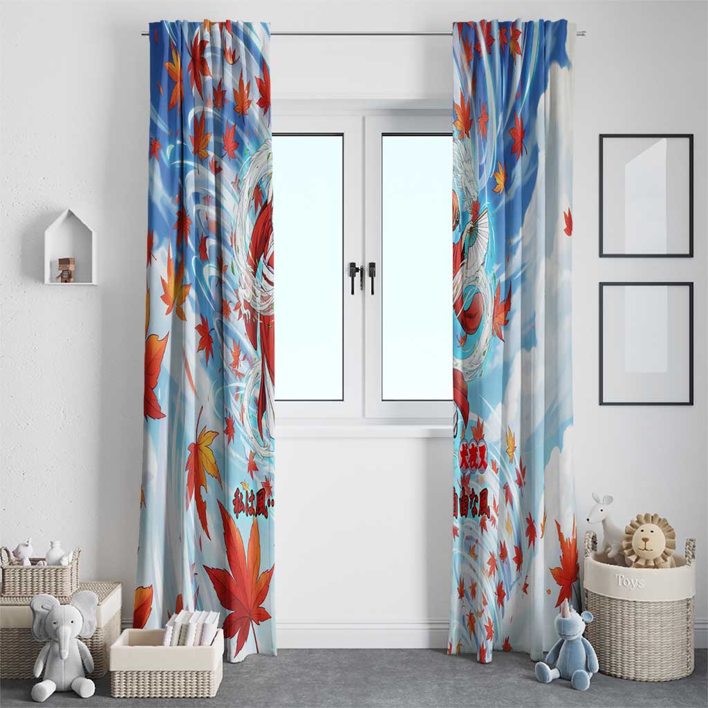 Kagura Inuyasha Series Window Curtain Wind Spirit Anime Style with Autumn Maple Leaves
