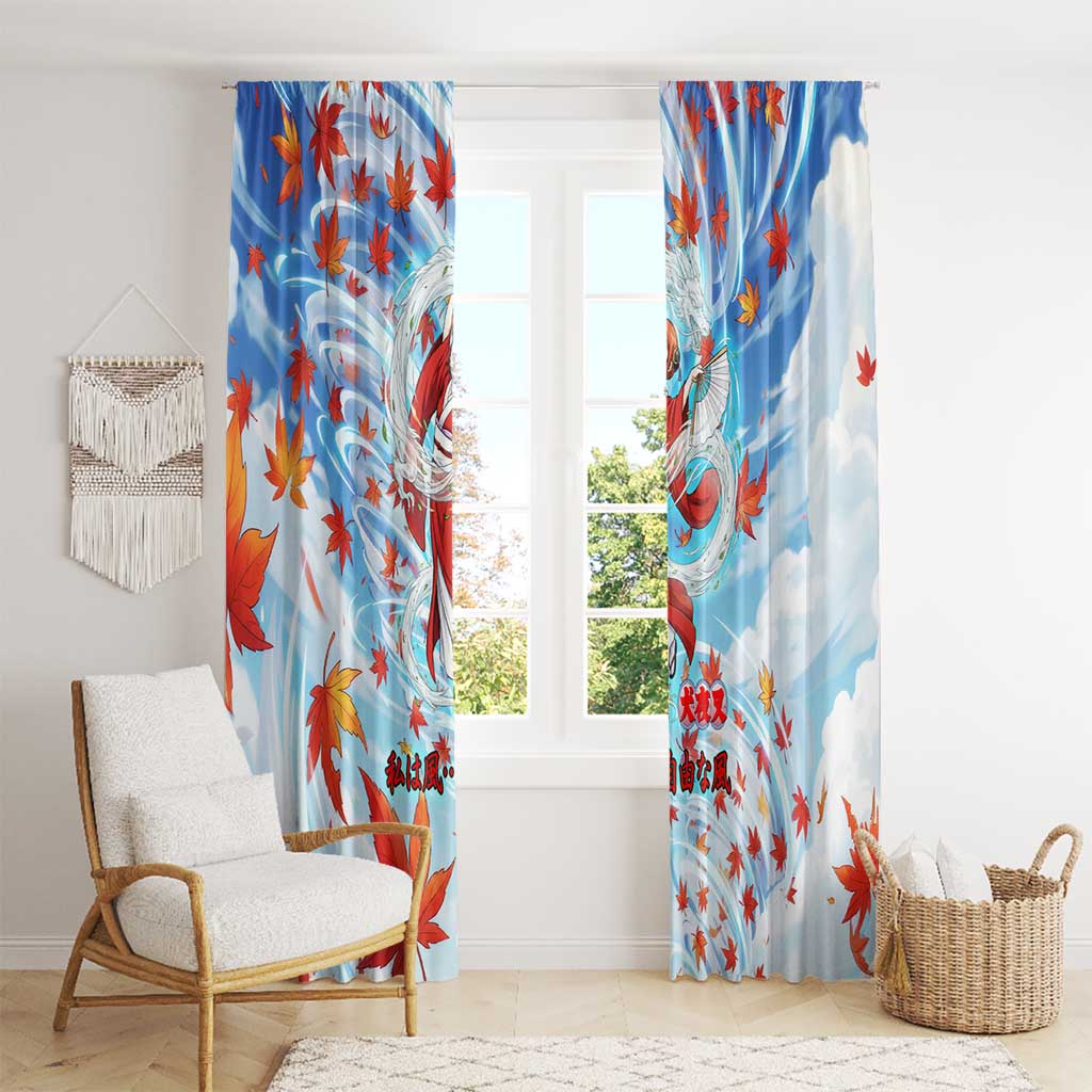 Kagura Inuyasha Series Window Curtain Wind Spirit Anime Style with Autumn Maple Leaves