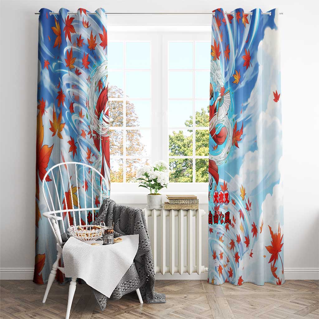 Kagura Inuyasha Series Window Curtain Wind Spirit Anime Style with Autumn Maple Leaves