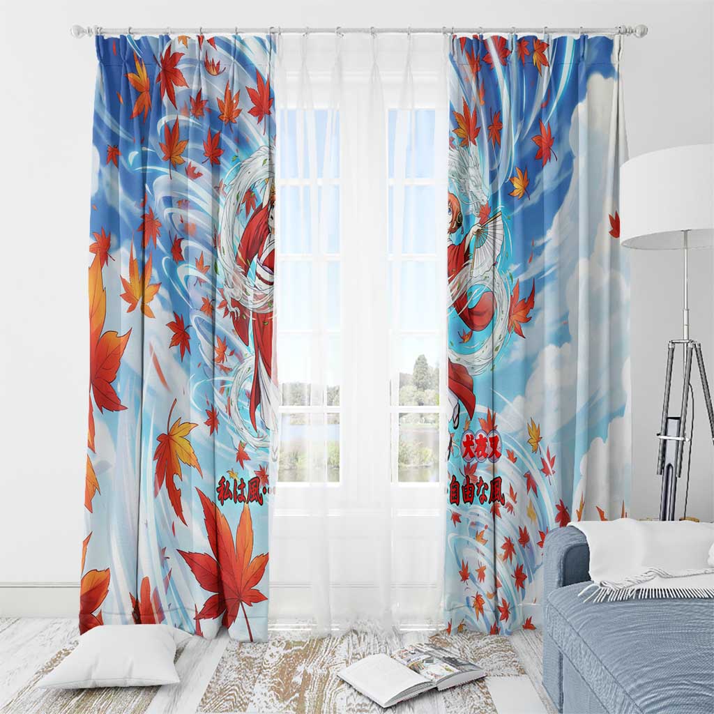Kagura Inuyasha Series Window Curtain Wind Spirit Anime Style with Autumn Maple Leaves