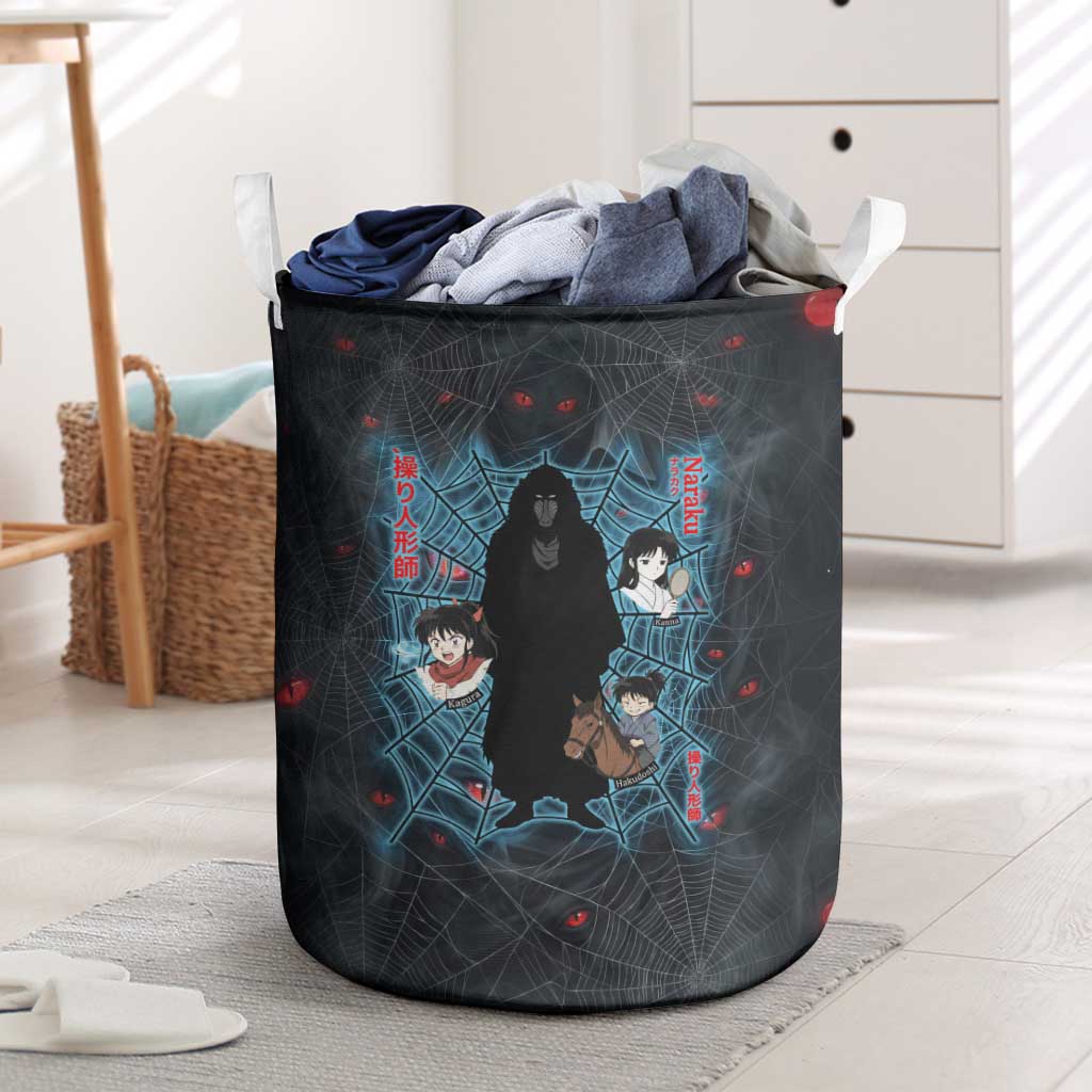 Naraku Inuyasha Series Laundry Basket Dark Web Anime Style with Fiery Spider and Red Eyes