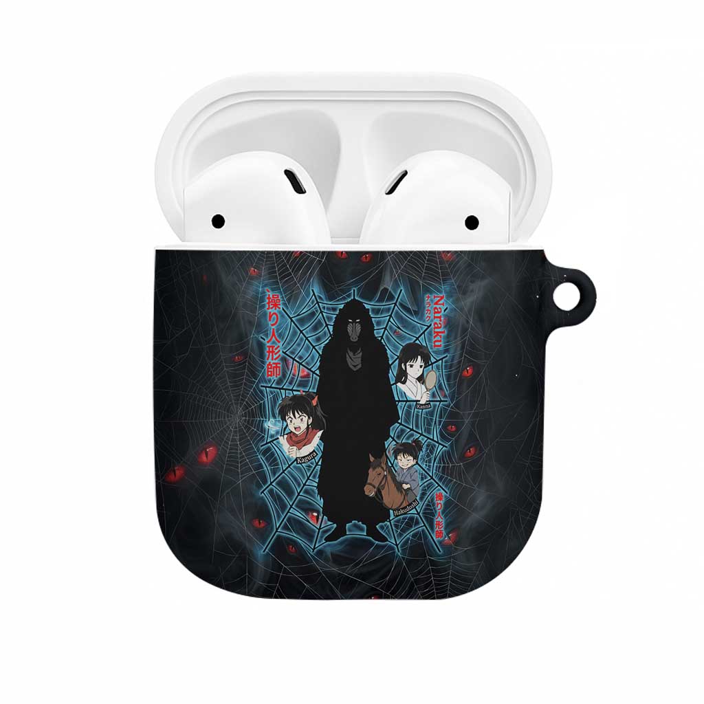 Naraku Inuyasha Series AirPods Case Dark Web Anime Style with Fiery Spider and Red Eyes