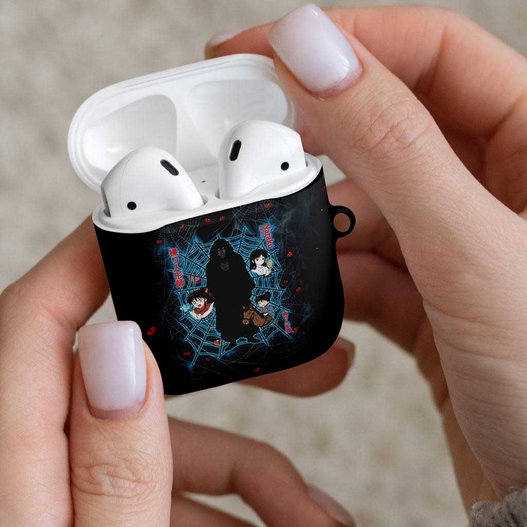 Naraku Inuyasha Series AirPods Case Dark Web Anime Style with Fiery Spider and Red Eyes