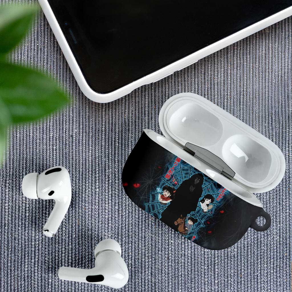 Naraku Inuyasha Series AirPods Case Dark Web Anime Style with Fiery Spider and Red Eyes