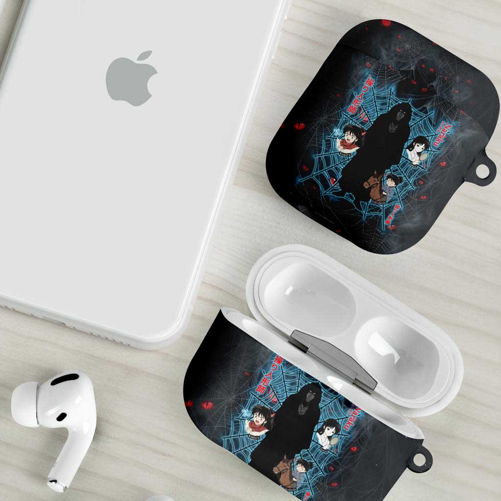 Naraku Inuyasha Series AirPods Case Dark Web Anime Style with Fiery Spider and Red Eyes