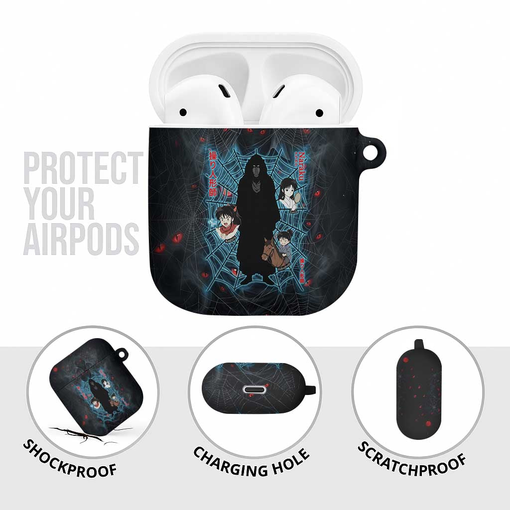Naraku Inuyasha Series AirPods Case Dark Web Anime Style with Fiery Spider and Red Eyes