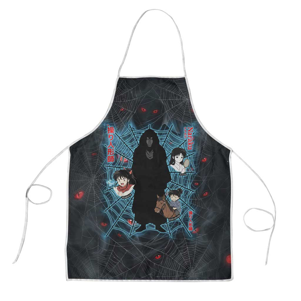 Naraku Inuyasha Series Apron Dark Web Anime Style with Fiery Spider and Red Eyes