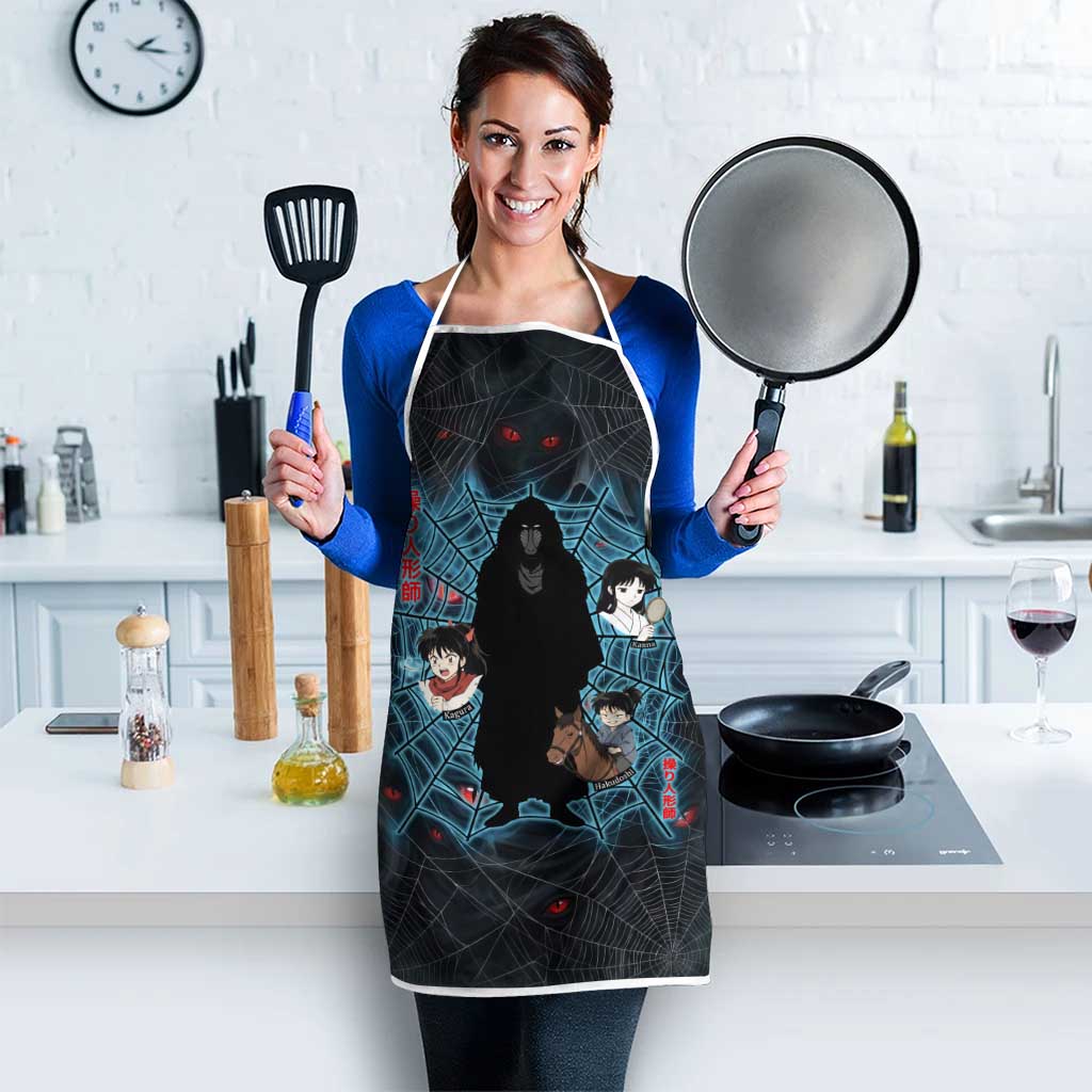 Naraku Inuyasha Series Apron Dark Web Anime Style with Fiery Spider and Red Eyes