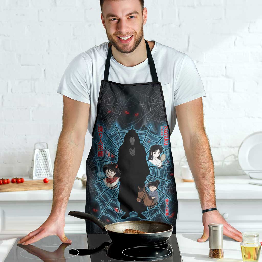 Naraku Inuyasha Series Apron Dark Web Anime Style with Fiery Spider and Red Eyes