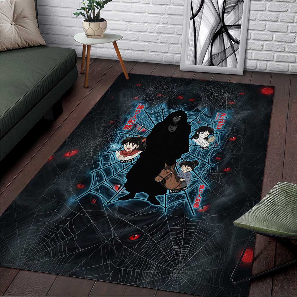 Naraku Inuyasha Series Area Rug Dark Web Anime Style with Fiery Spider and Red Eyes