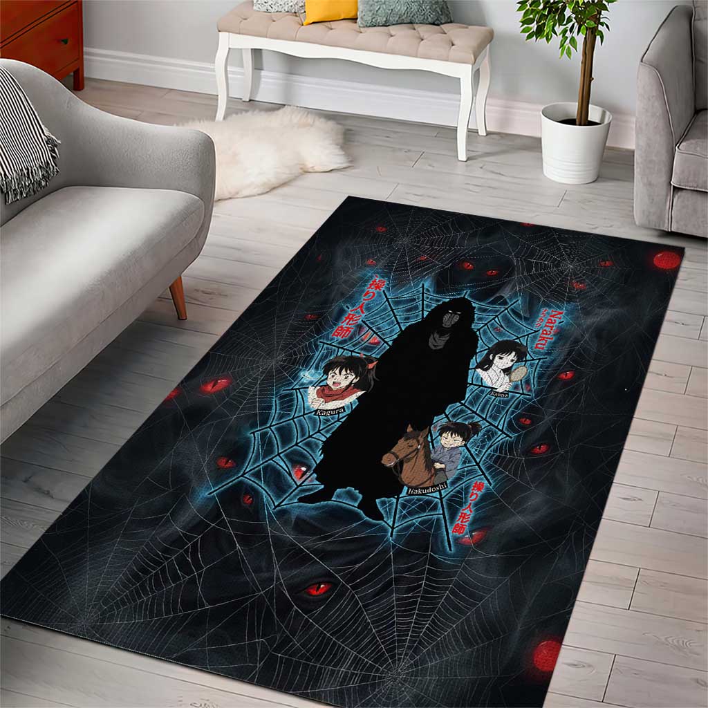 Naraku Inuyasha Series Area Rug Dark Web Anime Style with Fiery Spider and Red Eyes