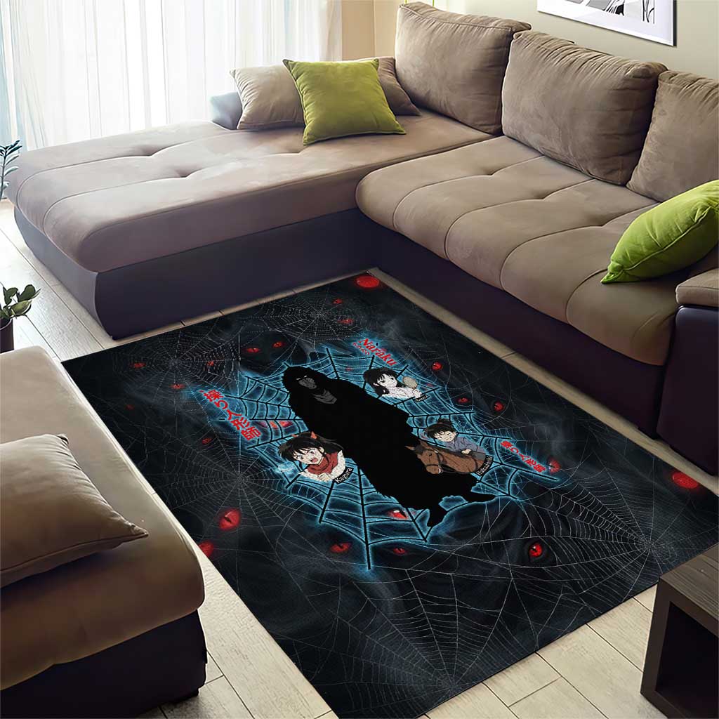 Naraku Inuyasha Series Area Rug Dark Web Anime Style with Fiery Spider and Red Eyes