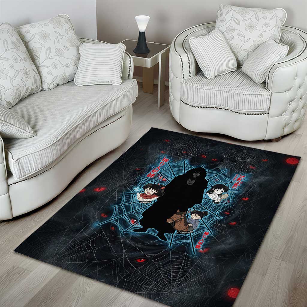 Naraku Inuyasha Series Area Rug Dark Web Anime Style with Fiery Spider and Red Eyes