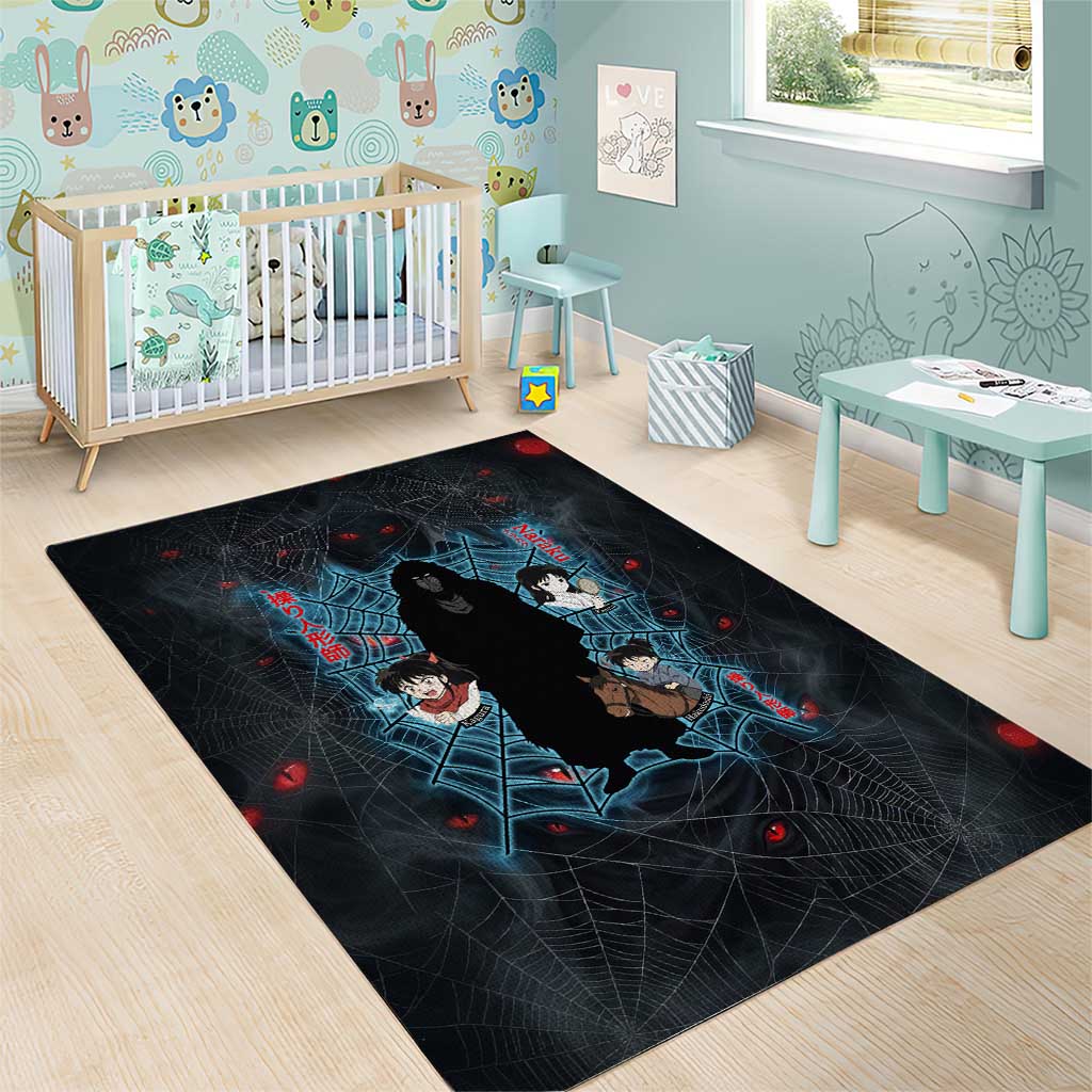 Naraku Inuyasha Series Area Rug Dark Web Anime Style with Fiery Spider and Red Eyes