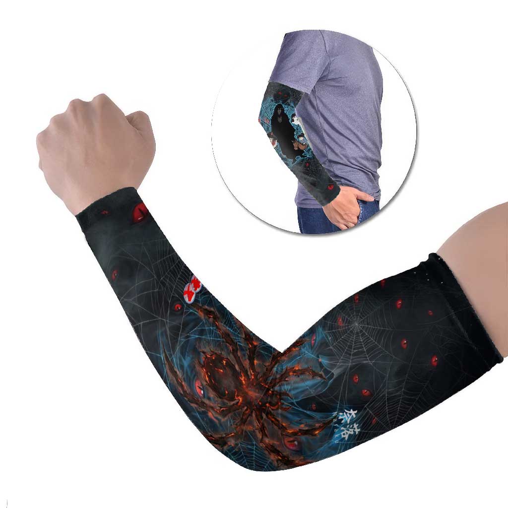 Naraku Inuyasha Series Arm Sleeves Dark Web Anime Style with Fiery Spider and Red Eyes