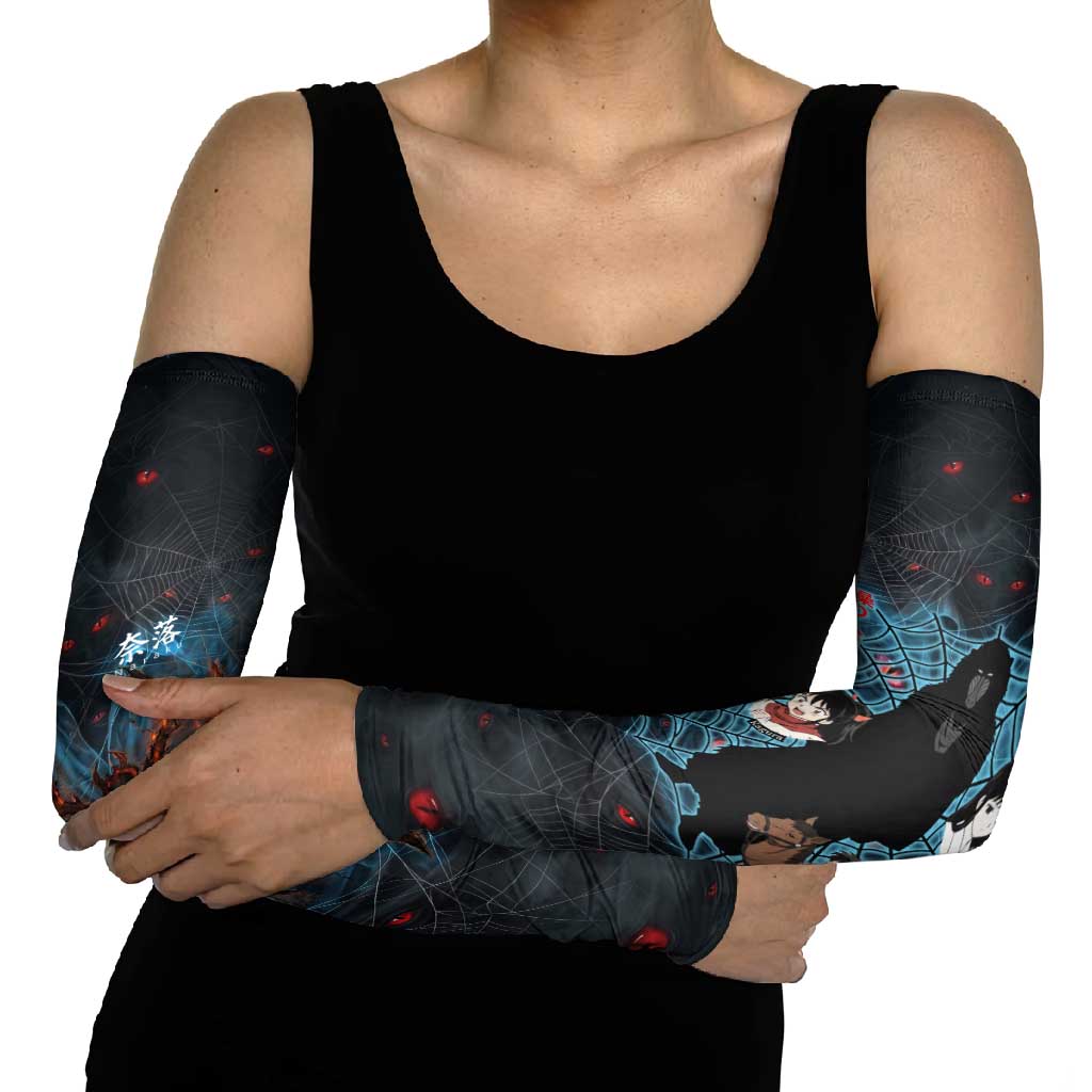 Naraku Inuyasha Series Arm Sleeves Dark Web Anime Style with Fiery Spider and Red Eyes