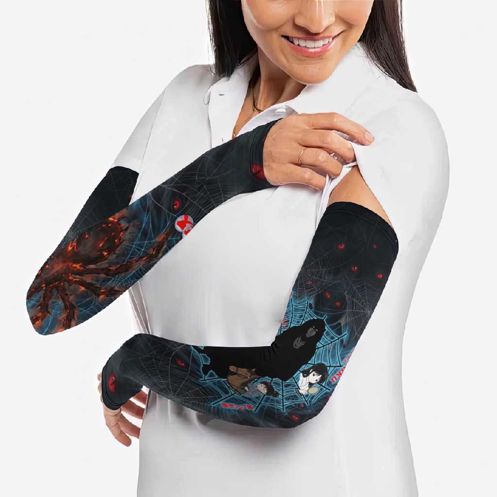 Naraku Inuyasha Series Arm Sleeves Dark Web Anime Style with Fiery Spider and Red Eyes
