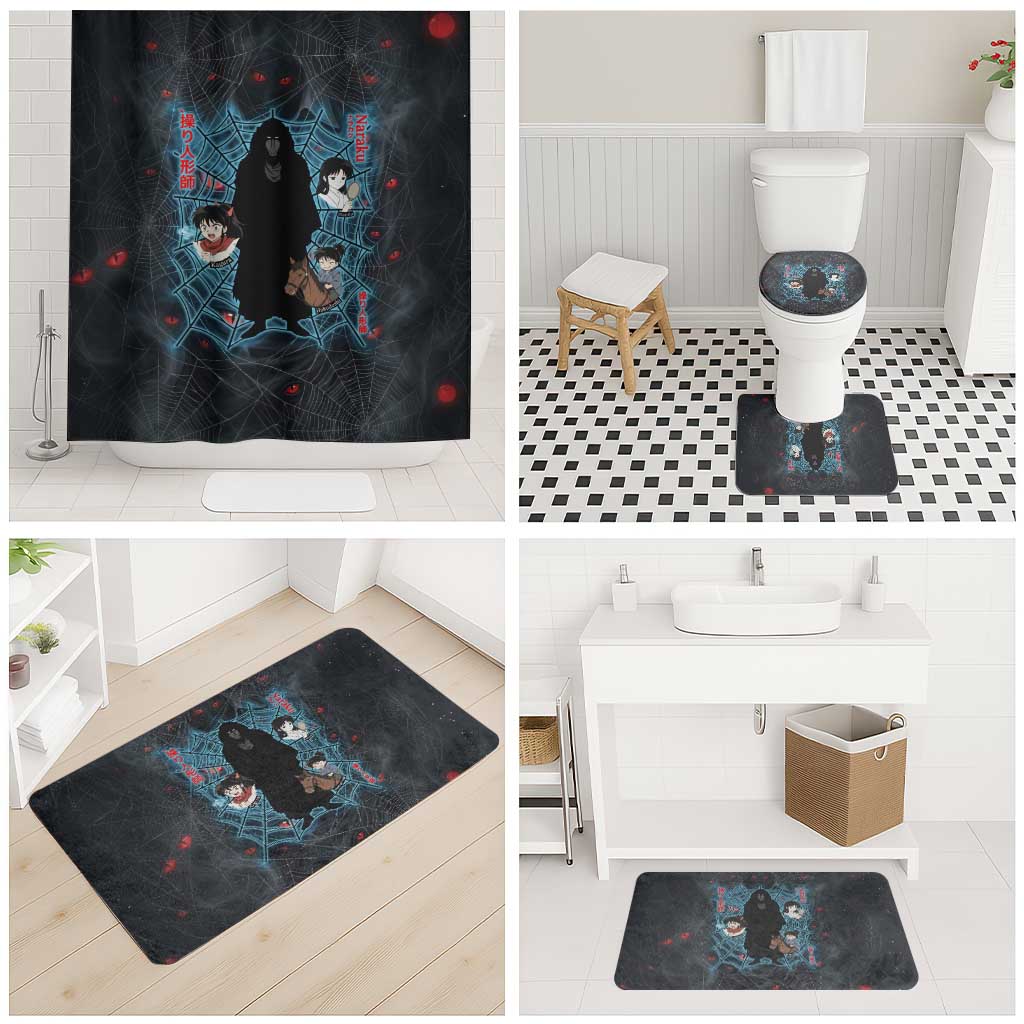 Naraku Inuyasha Series Bathroom Set Dark Web Anime Style with Fiery Spider and Red Eyes