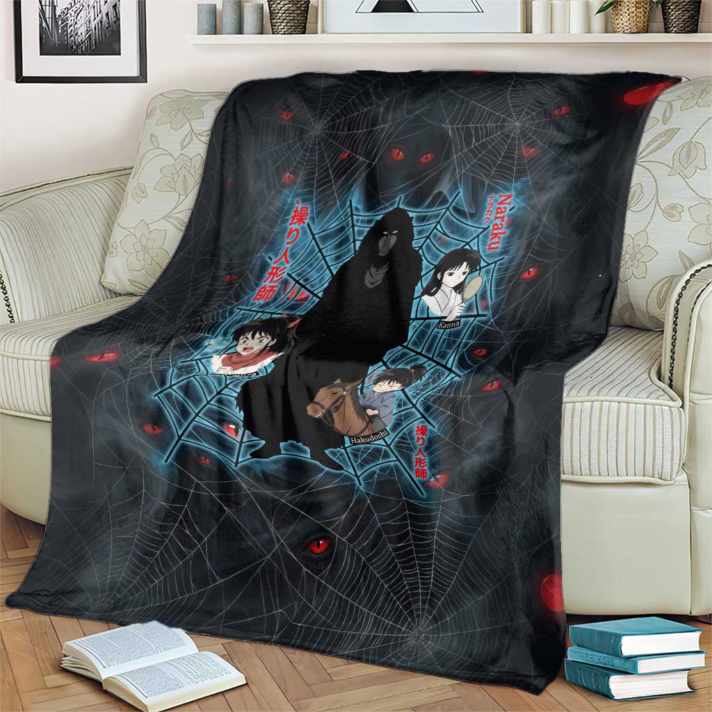 Naraku Inuyasha Series Blanket Dark Web Anime Style with Fiery Spider and Red Eyes