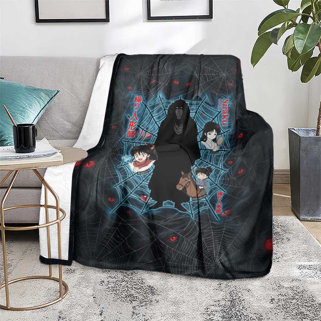 Naraku Inuyasha Series Blanket Dark Web Anime Style with Fiery Spider and Red Eyes