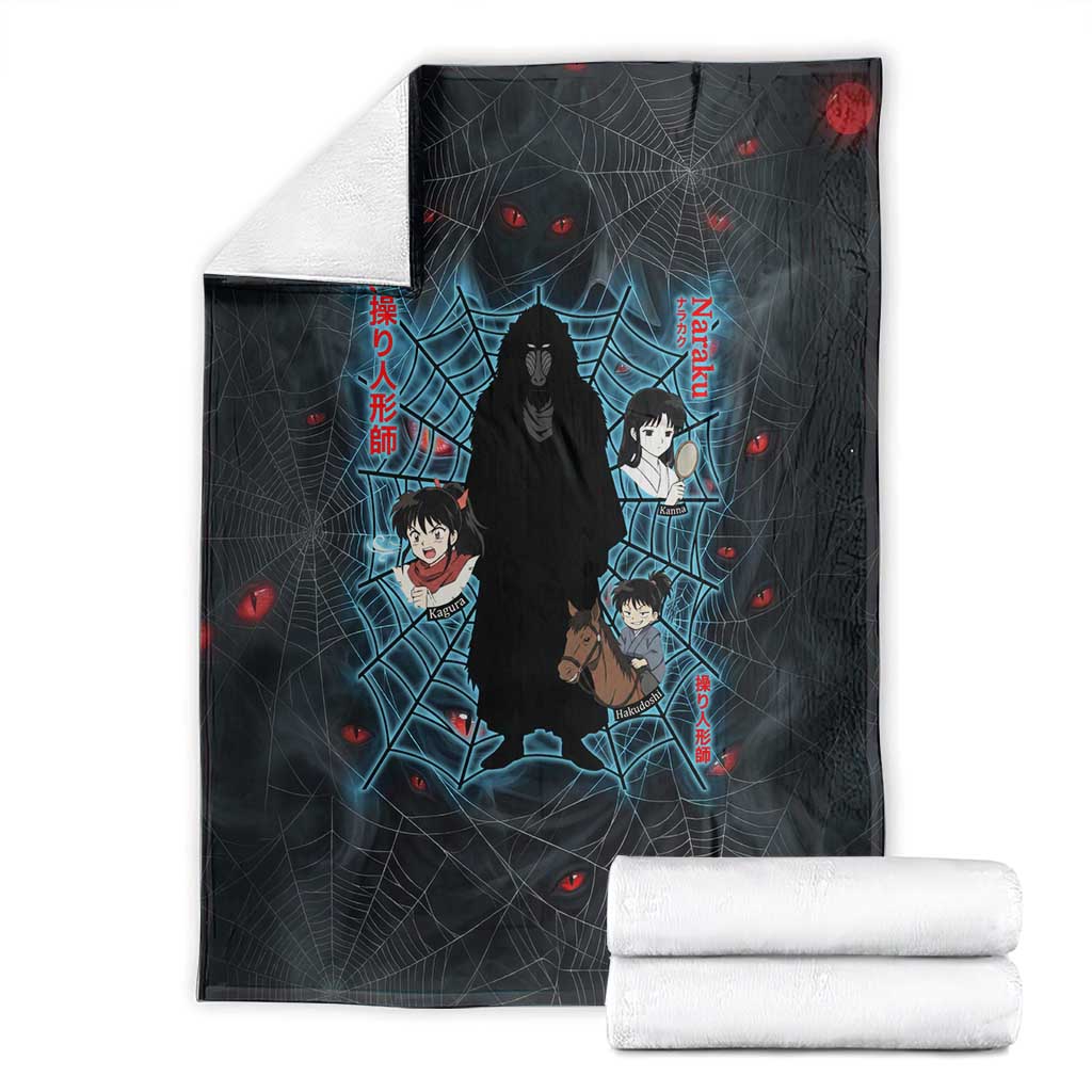 Naraku Inuyasha Series Blanket Dark Web Anime Style with Fiery Spider and Red Eyes