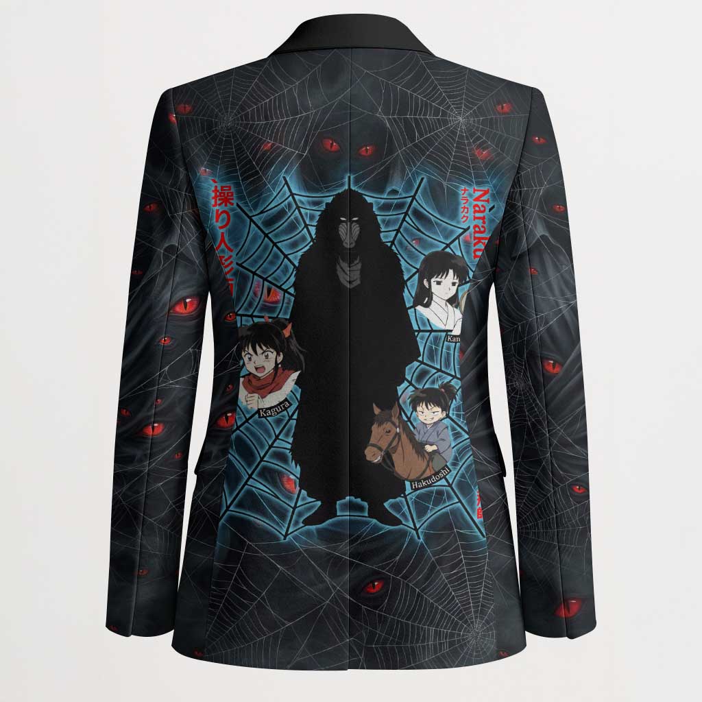 Naraku Inuyasha Series Blazer Dark Web Anime Style with Fiery Spider and Red Eyes