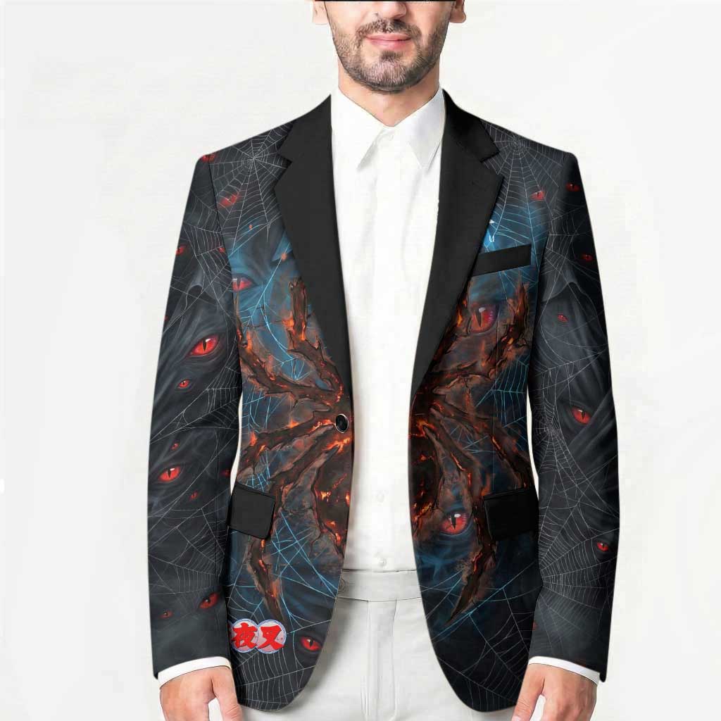 Naraku Inuyasha Series Blazer Dark Web Anime Style with Fiery Spider and Red Eyes