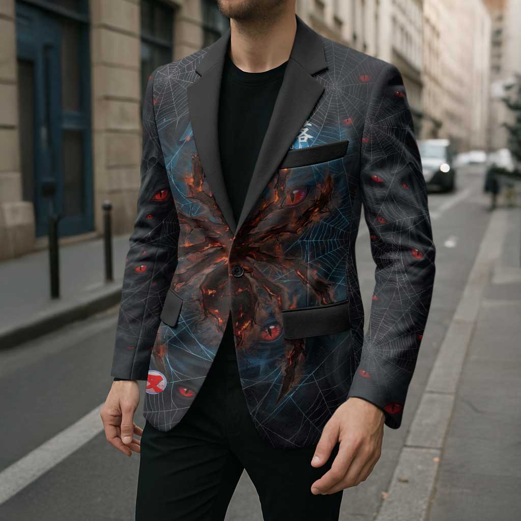 Naraku Inuyasha Series Blazer Dark Web Anime Style with Fiery Spider and Red Eyes