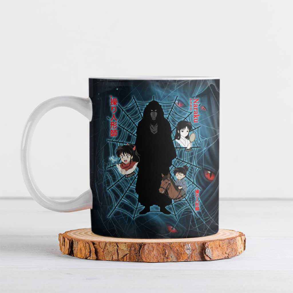 Naraku Inuyasha Series Ceramic Mug Dark Web Anime Style with Fiery Spider and Red Eyes