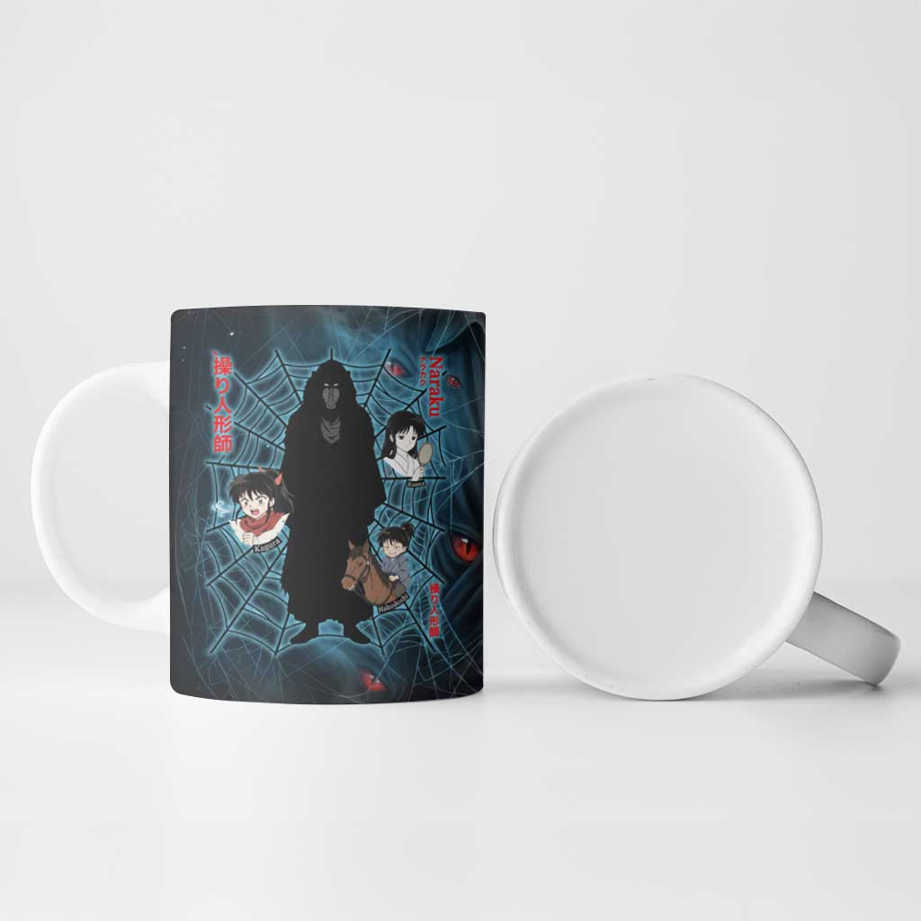 Naraku Inuyasha Series Ceramic Mug Dark Web Anime Style with Fiery Spider and Red Eyes
