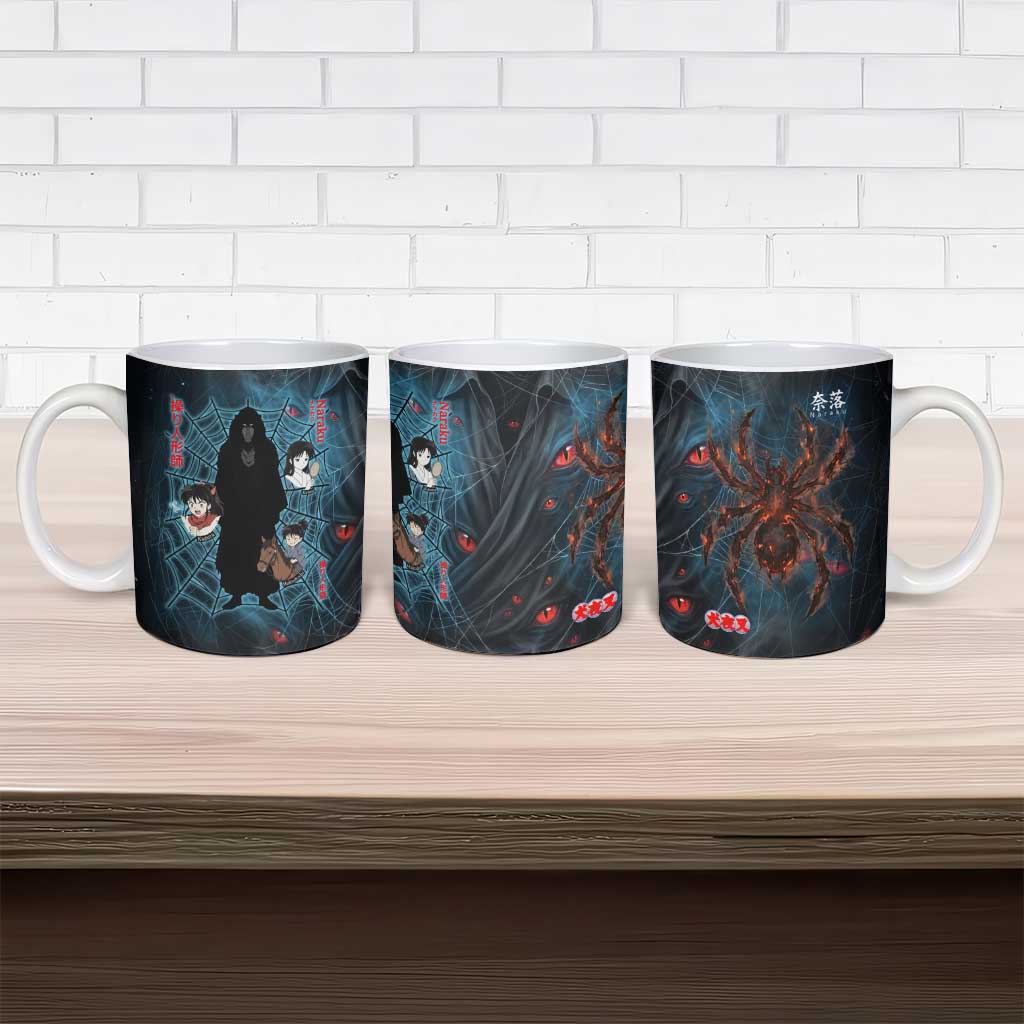 Naraku Inuyasha Series Ceramic Mug Dark Web Anime Style with Fiery Spider and Red Eyes