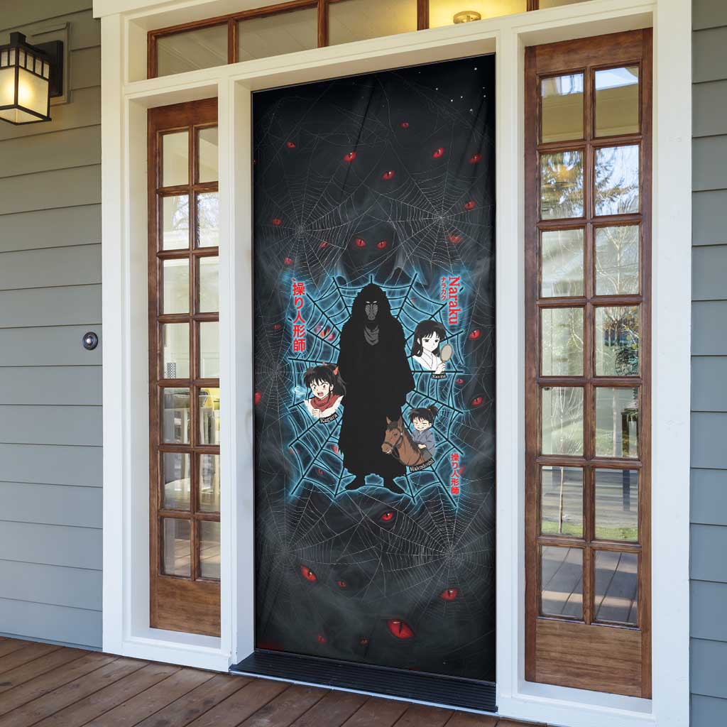 Naraku Inuyasha Series Door Cover Dark Web Anime Style with Fiery Spider and Red Eyes