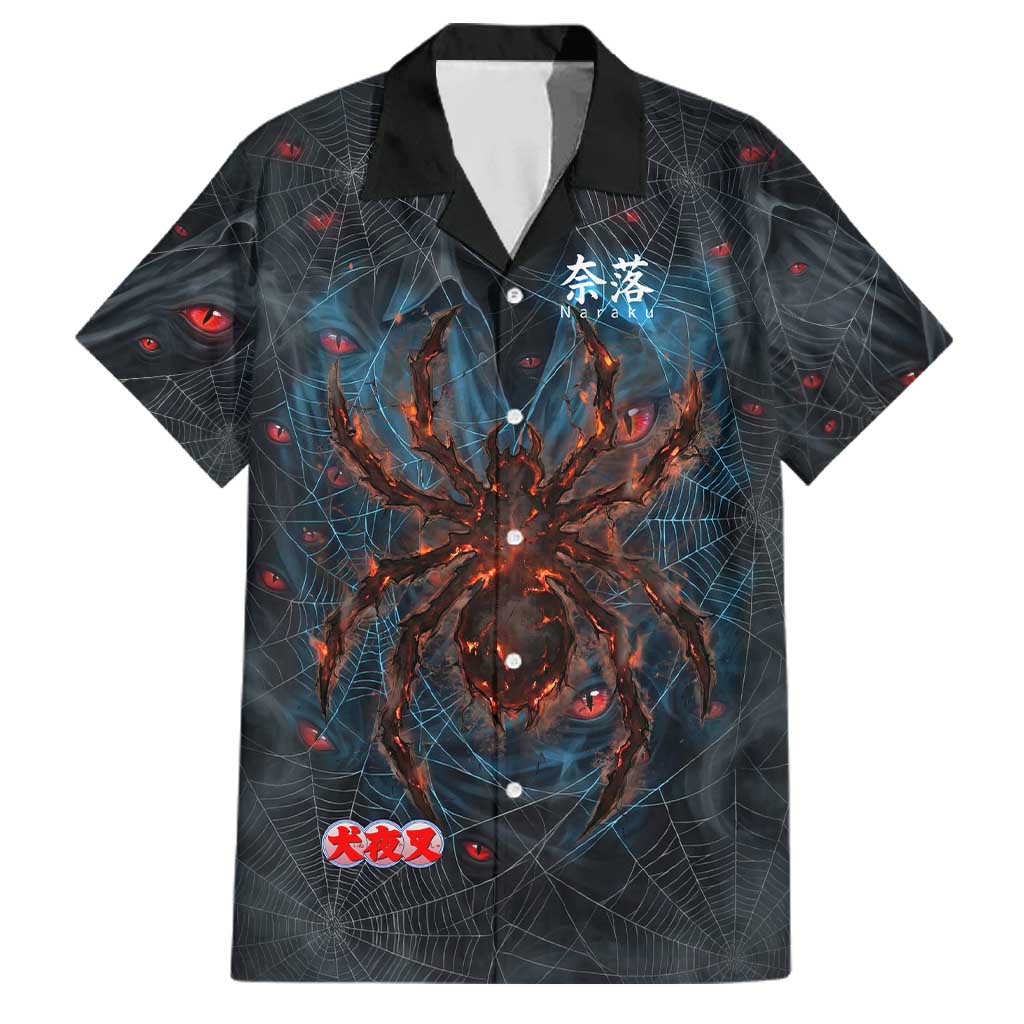 Naraku Inuyasha Series Family Matching Mermaid Dress and Hawaiian Shirt Dark Web Anime Style with Fiery Spider and Red Eyes