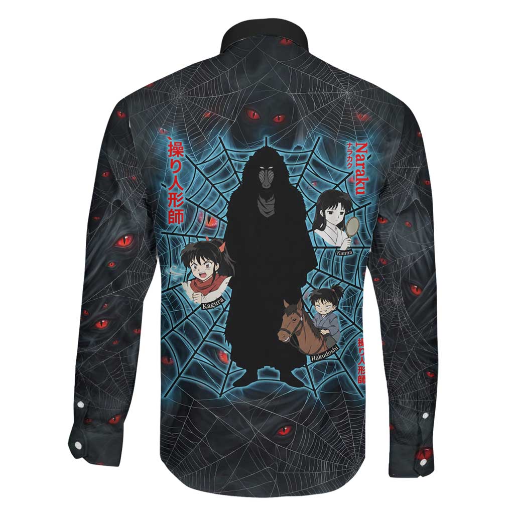Naraku Inuyasha Series Family Matching Mermaid Dress and Hawaiian Shirt Dark Web Anime Style with Fiery Spider and Red Eyes