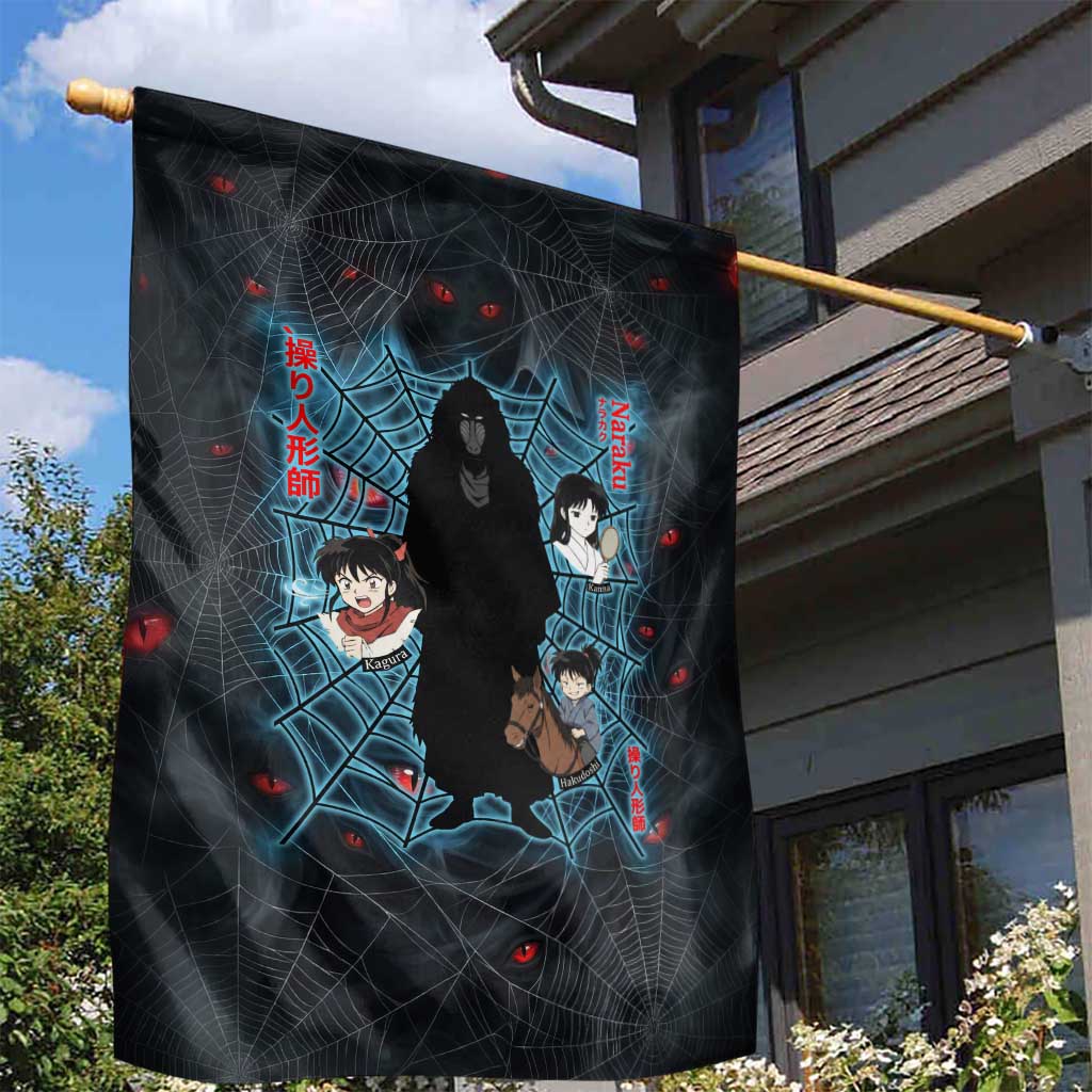 Naraku Inuyasha Series Garden Flag Dark Web Anime Style with Fiery Spider and Red Eyes