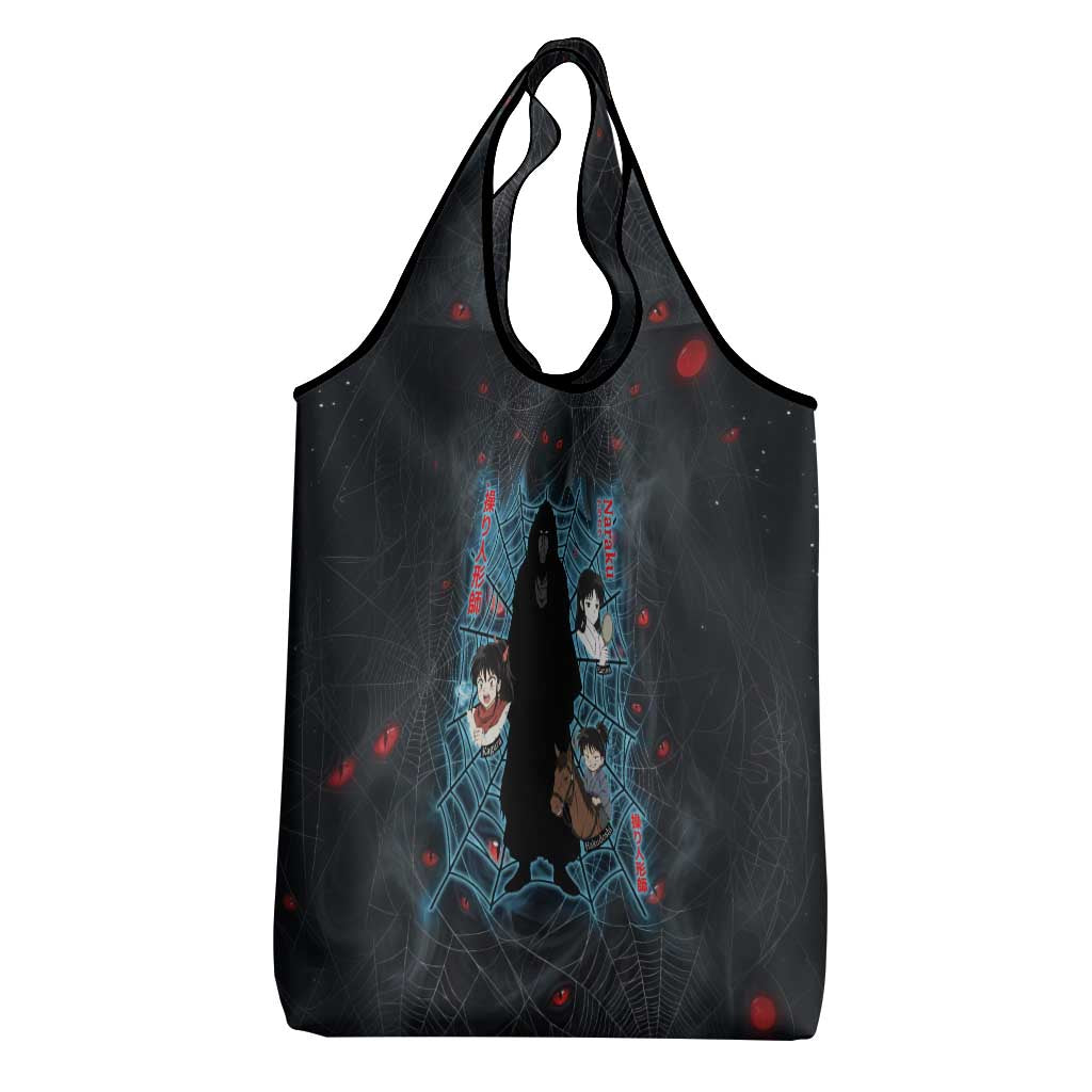 Naraku Inuyasha Series Grocery Bag Dark Web Anime Style with Fiery Spider and Red Eyes
