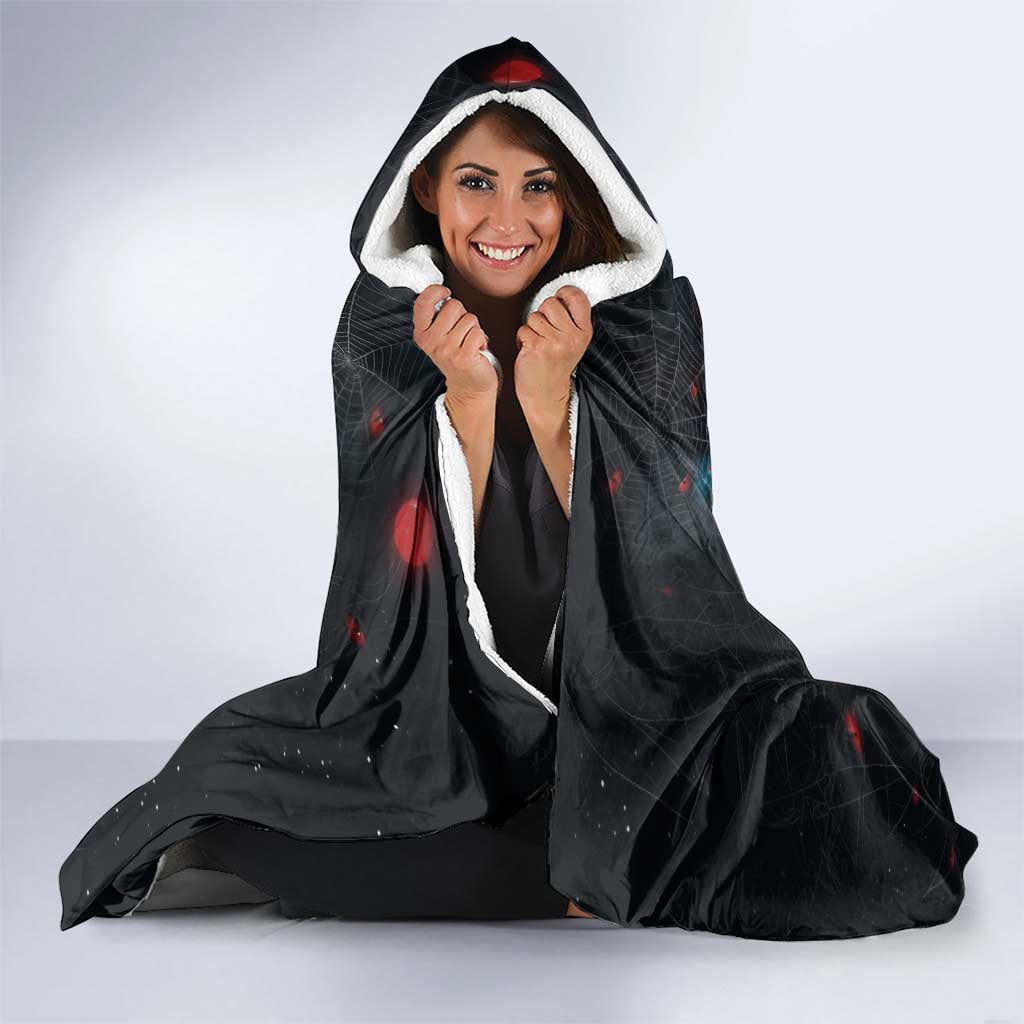Naraku Inuyasha Series Hooded Blanket Dark Web Anime Style with Fiery Spider and Red Eyes