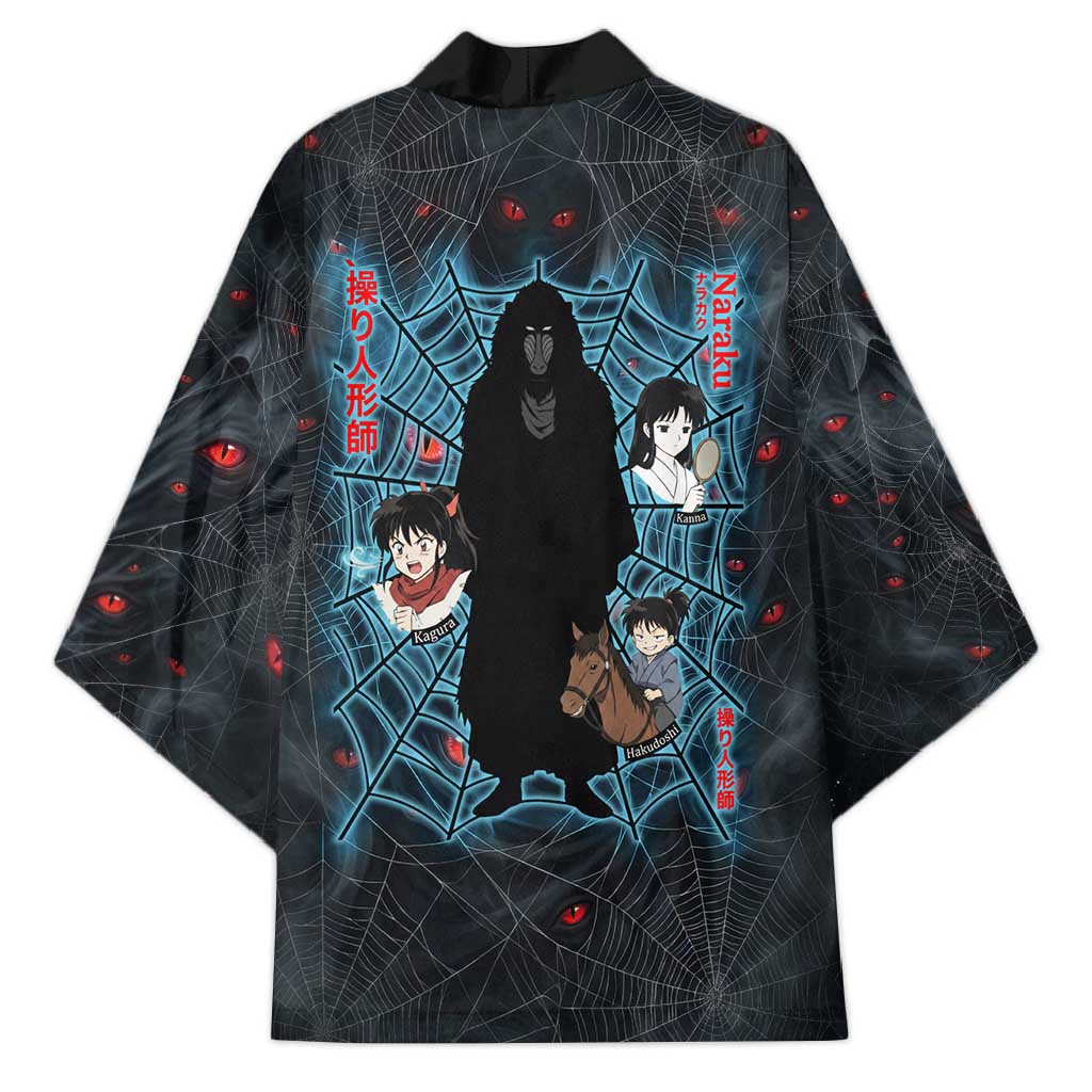 Naraku Inuyasha Series Kimono Dark Web Anime Style with Fiery Spider and Red Eyes