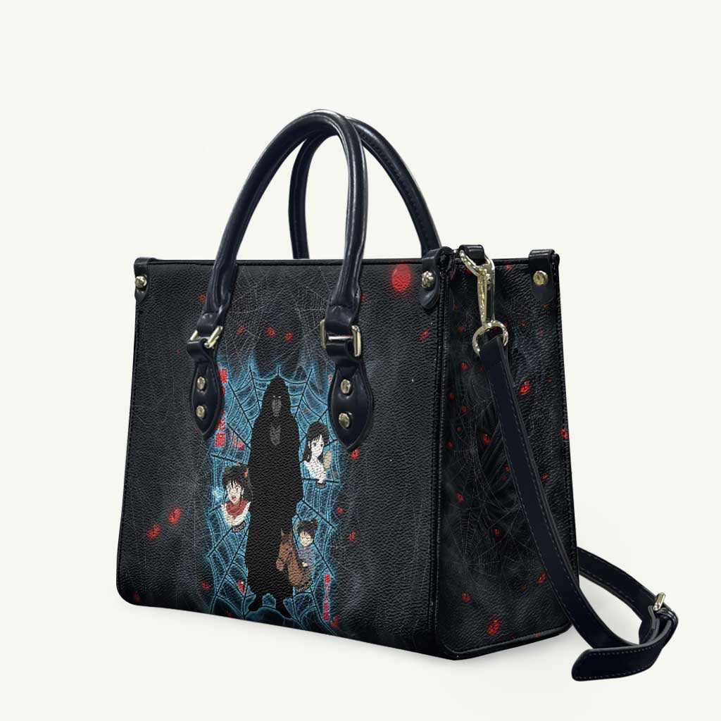 Naraku Inuyasha Series Leather Bag Dark Web Anime Style with Fiery Spider and Red Eyes