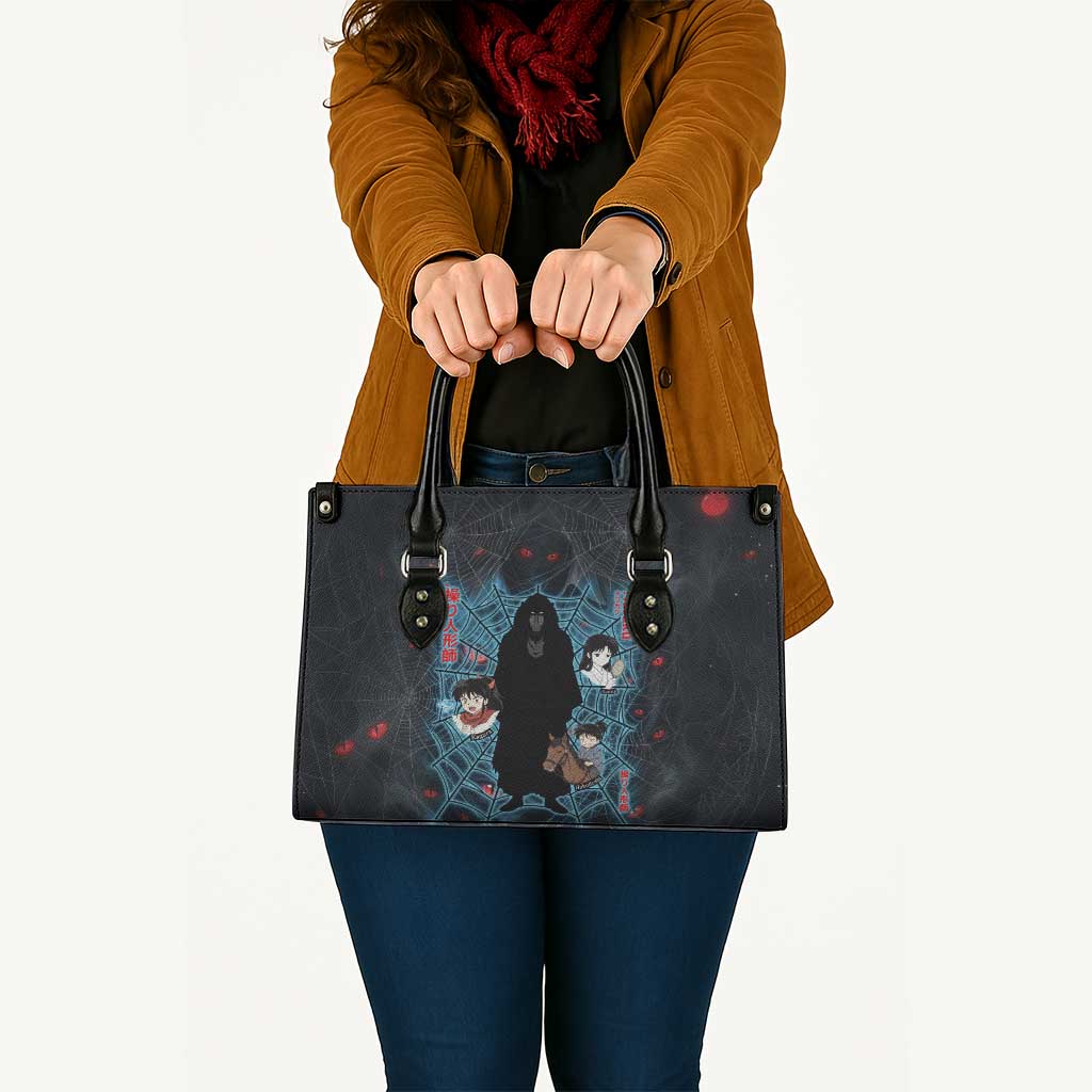 Naraku Inuyasha Series Leather Bag Dark Web Anime Style with Fiery Spider and Red Eyes